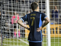 Philadelphia Union Forward Michael Uhre is reacting after missing in the second half of the Philadelphia Union vs. New York City FC match at...