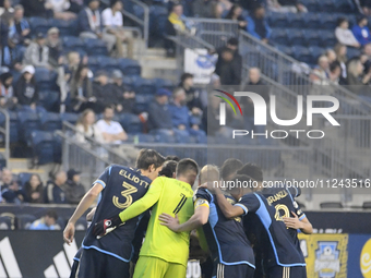 Players of Philadelphia Union are preparing pre-game to take on New York City FC for a home game at Subaru Park in Chester, PA, USA, on May...