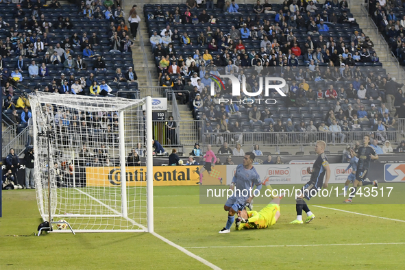 New York City Striker Alonso Martinez is scoring an early goal in the first half in the Philadelphia Union vs. New York City FC match at Sub...