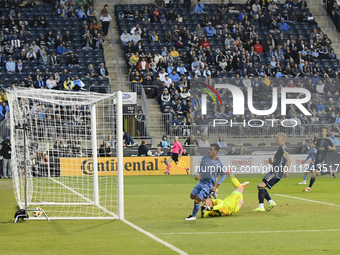 New York City Striker Alonso Martinez is scoring an early goal in the first half in the Philadelphia Union vs. New York City FC match at Sub...