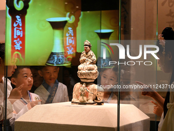 Primary school students are visiting Fengfeng Museum in Handan, China, on May 16, 2024. May 18 is International Museum Day. (