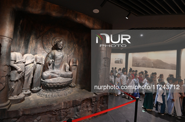 Primary school students are visiting Fengfeng Museum in Handan, China, on May 16, 2024. May 18 is International Museum Day. 