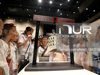 Primary school students are visiting Fengfeng Museum in Handan, China, on May 16, 2024. May 18 is International Museum Day. (