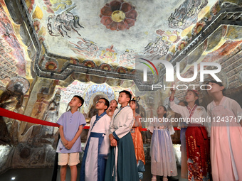 Primary school students are visiting Fengfeng Museum in Handan, China, on May 16, 2024. May 18 is International Museum Day. (