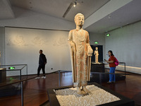 Visitors are looking at a cultural relics exhibition at Qingzhou Museum in East China's Shandong province, on May 16, 2024. (