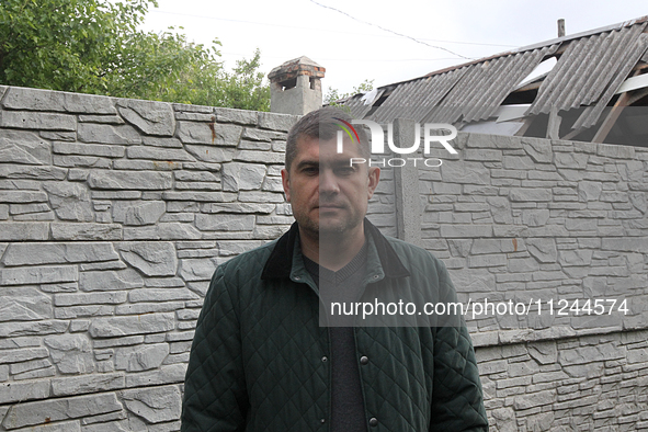 A man is being affected by the falling debris of a Russian rocket in Dnipro, Ukraine, on May 15, 2024. NO USE RUSSIA. NO USE BELARUS. 