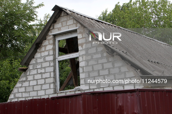 A house is being damaged by the falling debris of a Russian rocket in Dnipro, Ukraine, on May 15, 2024. NO USE RUSSIA. NO USE BELARUS. 