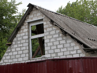 A house is being damaged by the falling debris of a Russian rocket in Dnipro, Ukraine, on May 15, 2024. NO USE RUSSIA. NO USE BELARUS. (