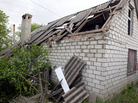 A house is being damaged by the falling debris of a Russian rocket in Dnipro, Ukraine, on May 15, 2024. NO USE RUSSIA. NO USE BELARUS. (