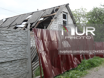 A house is being damaged by the falling debris of a Russian rocket in Dnipro, Ukraine, on May 15, 2024. NO USE RUSSIA. NO USE BELARUS. (