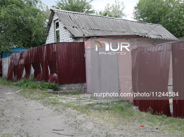 A house is being damaged by the falling debris of a Russian rocket in Dnipro, Ukraine, on May 15, 2024. NO USE RUSSIA. NO USE BELARUS. 