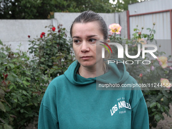 Maryna is owning a house damaged by the falling debris of a Russian rocket in Dnipro, Ukraine, on May 15, 2024. NO USE RUSSIA. NO USE BELARU...