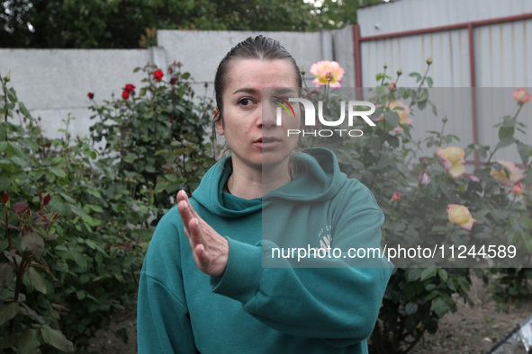 Maryna is owning a house damaged by the falling debris of a Russian rocket in Dnipro, Ukraine, on May 15, 2024. NO USE RUSSIA. NO USE BELARU...