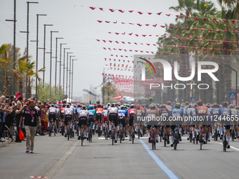 A general view of the peloton prior to the 107th Giro d'Italia 2024, Stage 12, a 193km stage from Martinsicuro to Fano is seen in Martinsicu...