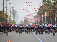 A general view of the peloton prior to the 107th Giro d'Italia 2024, Stage 12, a 193km stage from Martinsicuro to Fano is seen in Martinsicu...