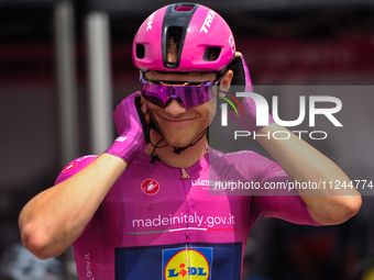 Jonathan Milan of Italy and Team Lidl - Trek - Purple Points Jersey prior to the 107th Giro d'Italia 2024, Stage 12, a 193km stage from Mart...