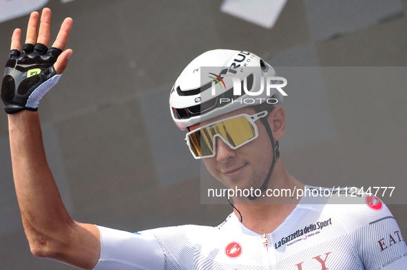 Antonio Tiberi of Italy and Team Bahrain - Victorious prior to the 107th Giro d'Italia 2024, Stage 12, a 193km stage from Martinsicuro to Fa...