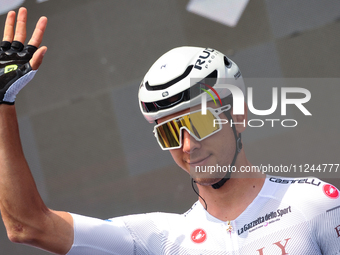 Antonio Tiberi of Italy and Team Bahrain - Victorious prior to the 107th Giro d'Italia 2024, Stage 12, a 193km stage from Martinsicuro to Fa...