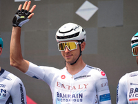 Antonio Tiberi of Italy and Team Bahrain - Victorious prior to the 107th Giro d'Italia 2024, Stage 12, a 193km stage from Martinsicuro to Fa...