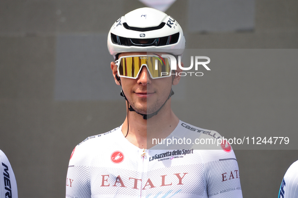 Antonio Tiberi of Italy and Team Bahrain - Victorious prior to the 107th Giro d'Italia 2024, Stage 12, a 193km stage from Martinsicuro to Fa...