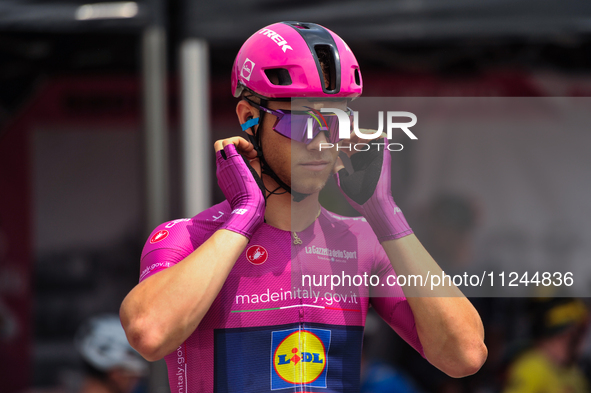 Jonathan Milan of Italy and Team Lidl - Trek - Purple Points Jersey prior to the 107th Giro d'Italia 2024, Stage 12, a 193km stage from Mart...