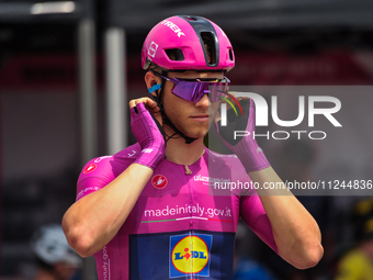 Jonathan Milan of Italy and Team Lidl - Trek - Purple Points Jersey prior to the 107th Giro d'Italia 2024, Stage 12, a 193km stage from Mart...