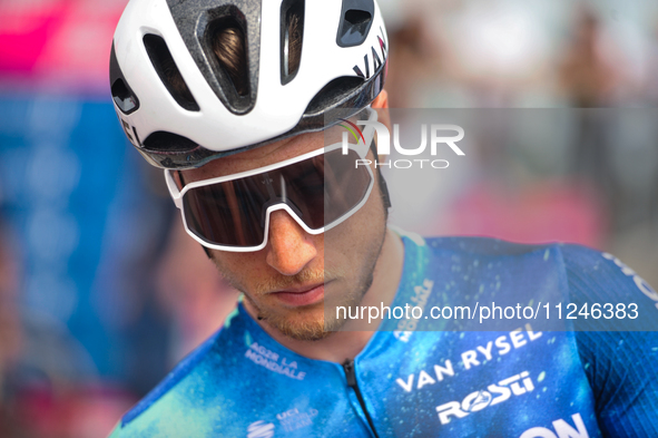 Larry Warbasse of United States and Decathlon AG2R La Mondiale Team prior to the 107th Giro d'Italia 2024, Stage 12, a 193km stage from Mart...