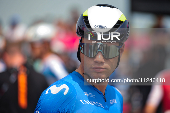 Lorenzo Milesi of Italy and Movistar Team prior to the 107th Giro d'Italia 2024, Stage 12, a 193km stage from Martinsicuro to Fano is seen i...