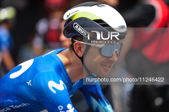 Pelayo Sanchez of Spain and Movistar Team prior to the 107th Giro d'Italia 2024, Stage 12, a 193km stage from Martinsicuro to Fano is seen i...