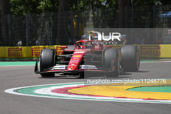 Carlos Sainz of Spain and Ferrari SF-24 are driving on track during the Free Practice of the Formula 1 Gran Premio del Made in Italy e dell'...