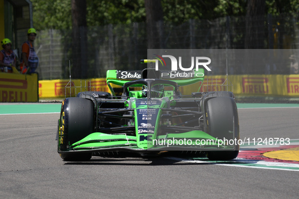 Zhou Guanyu of China and Kick Sauber C44 Ferrari are driving on track during the Free Practice of the Formula 1 Gran Premio del Made in Ital...