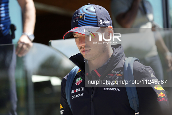 Max Verstappen of the Netherlands and Red Bull Racing is arriving at the circuit prior to the Free Practice of the Formula 1 Gran Premio del...