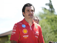 Carlos Sainz of Spain and Ferrari SF-24 are arriving at the circuit prior to the Free Practice of the Formula 1 Gran Premio del Made in Ital...