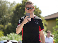 Nico Hulkenberg of Germany and Haas F1 VF-24 Ferrari are arriving at the circuit prior to the Free Practice of the Formula 1 Gran Premio del...