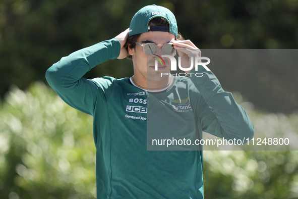 Lance Stroll of Canada and AMR24 Mercedes are arriving at the circuit prior to the Free Practice of the Formula 1 Gran Premio del Made in It...