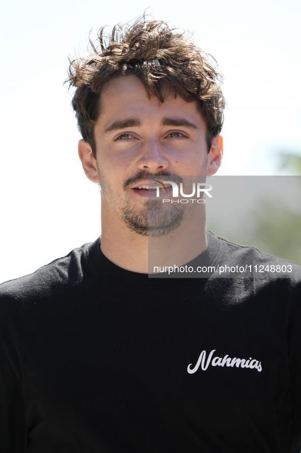 Charles Leclerc of Monaco and Ferrari SF-24 are arriving at the circuit prior to the Free Practice of the Formula 1 Gran Premio del Made in...