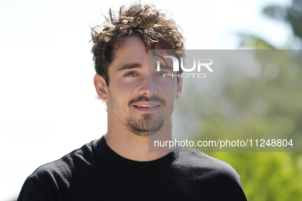 Charles Leclerc of Monaco and Ferrari SF-24 are arriving at the circuit prior to the Free Practice of the Formula 1 Gran Premio del Made in...