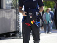 Sergio Perez of Mexico and Oracle Red Bull Racing RB20 are arriving at the circuit prior to the Free Practice of the Formula 1 Gran Premio d...