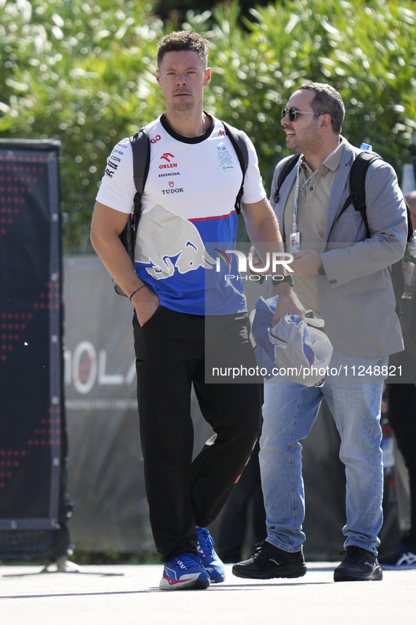 Kevin Magnussen of Denmark and Haas F1 VF-24 Ferrari are arriving at the circuit prior to the Free Practice of the Formula 1 Gran Premio del...