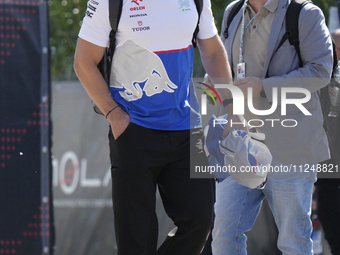 Kevin Magnussen of Denmark and Haas F1 VF-24 Ferrari are arriving at the circuit prior to the Free Practice of the Formula 1 Gran Premio del...