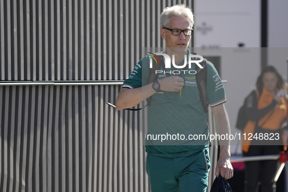 Aston Martin team principal Mike Krack is arriving at the circuit prior to the Free Practice of the Formula 1 Gran Premio del Made in Italy...