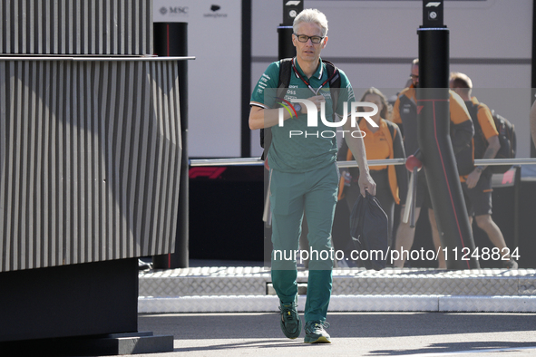 Aston Martin team principal Mike Krack is arriving at the circuit prior to the Free Practice of the Formula 1 Gran Premio del Made in Italy...