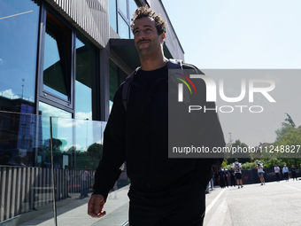 Daniel Ricciardo of Australia and Visa Cash App RB VCARB 01 are arriving at the circuit prior to the Free Practice of the Formula 1 Gran Pre...