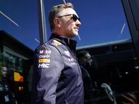 Red Bull Racing's British team principal and CEO Christian Horner is arriving at the circuit prior to the Free Practice of the Formula 1 Gra...