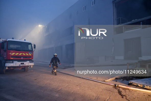 A rescuer is working at a civil enterprise damaged by a Russian missile attack in Odesa, Ukraine, on May 17, 2024. NO USE RUSSIA. NO USE BEL...