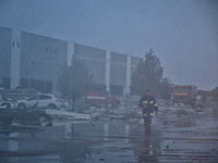 A rescuer is working at a civil enterprise damaged by a Russian missile attack in Odesa, Ukraine, on May 17, 2024. NO USE RUSSIA. NO USE BEL...