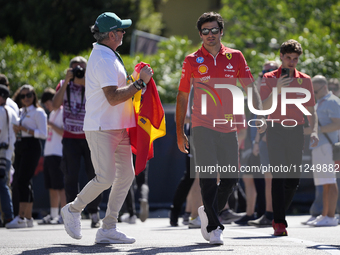 Carlos Sainz of Spain and Ferrari SF-24 are walking on the paddock prior to the Qualify of the Formula 1 Gran Premio of the Made in Italy an...