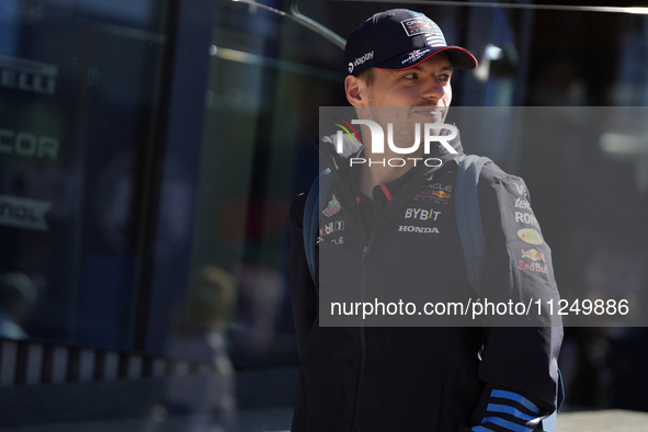 Max Verstappen of the Netherlands and Red Bull Racing is walking on the paddock prior to the Qualify of the Formula 1 Gran Premio of the Mad...