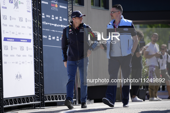 Max Verstappen of the Netherlands and Red Bull Racing is walking on the paddock prior to the Qualify of the Formula 1 Gran Premio of the Mad...