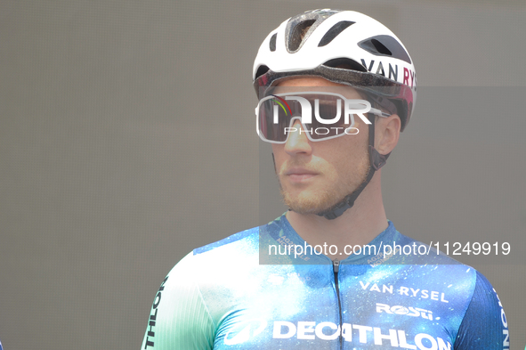 Larry Warbasse of United States and Decathlon AG2R La Mondiale Team prior to the 107th Giro d'Italia 2024, Stage 12, a 193km stage from Mart...